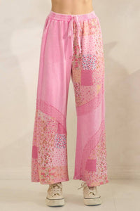 J.Her - Mineral Washed Spring Picnic Print Lace Pants