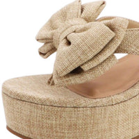 Bamboo - Women's Raffia Bow Platform Sandals