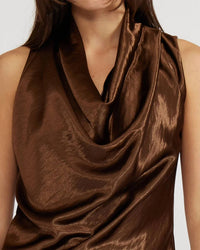Lucy Paris - Dorothy Satin Cowl Neck Top