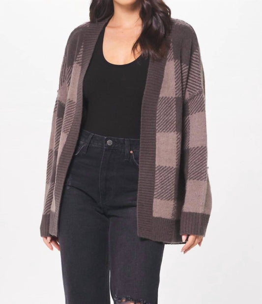 Plaid Checker Soft Knit Cardigan