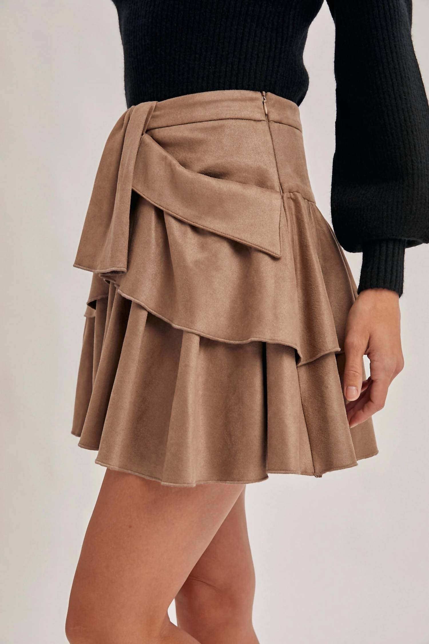 Bluivy - Out On The Town Suede Ruffled Mini Skirt