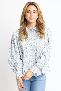 Karlie - Ruffle Collar Pleated Top
