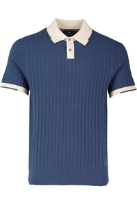 Paul Smith Short Sleeve Knit Polo in indigo - men's shirt - detail view