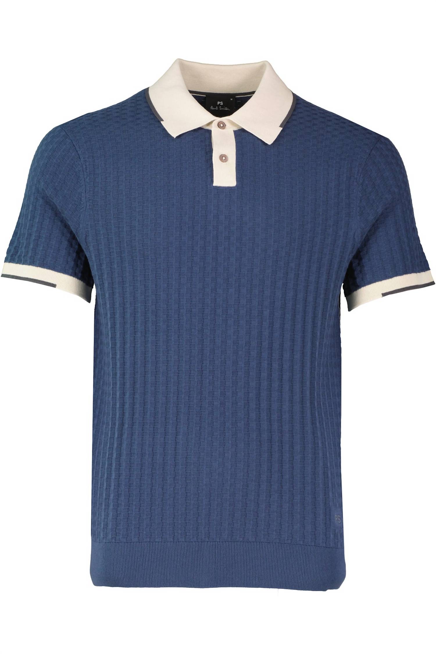Paul Smith Short Sleeve Knit Polo in indigo - men's shirt - detail view