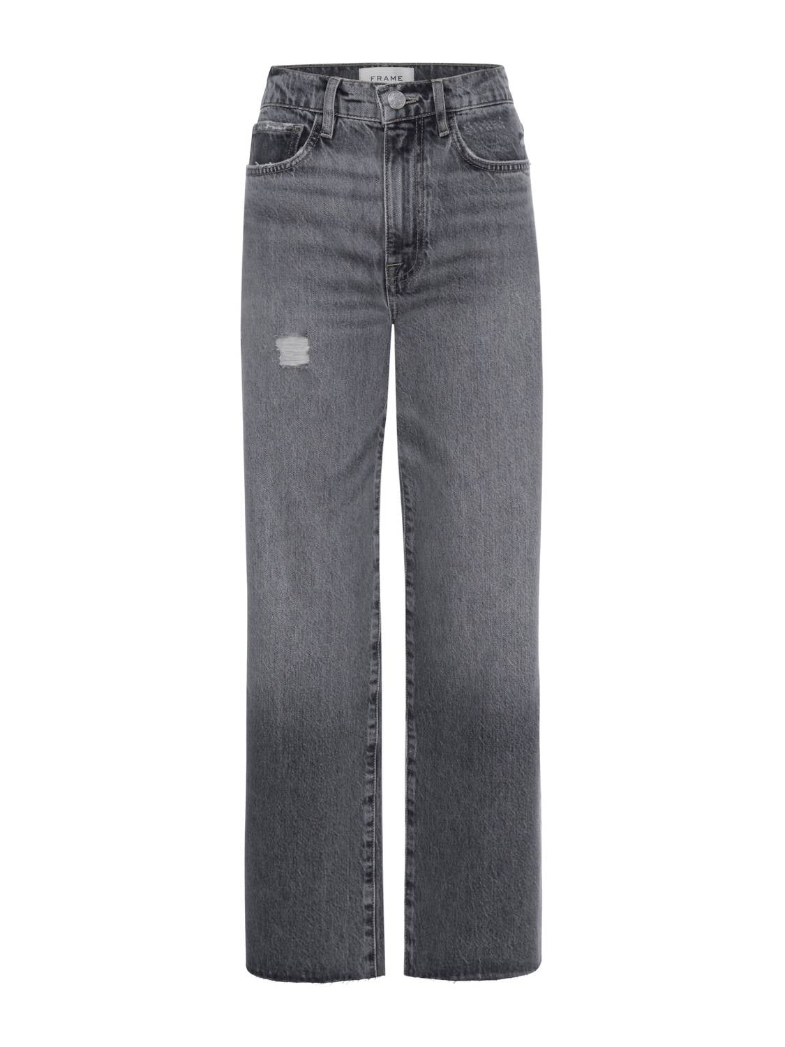 Frame - Le Jane Raw Hem High Waist Ankle Wide Leg Jeans