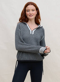 Margaret O'Leary - Drawstring Stripe-trimmed Sleeves Hoodie