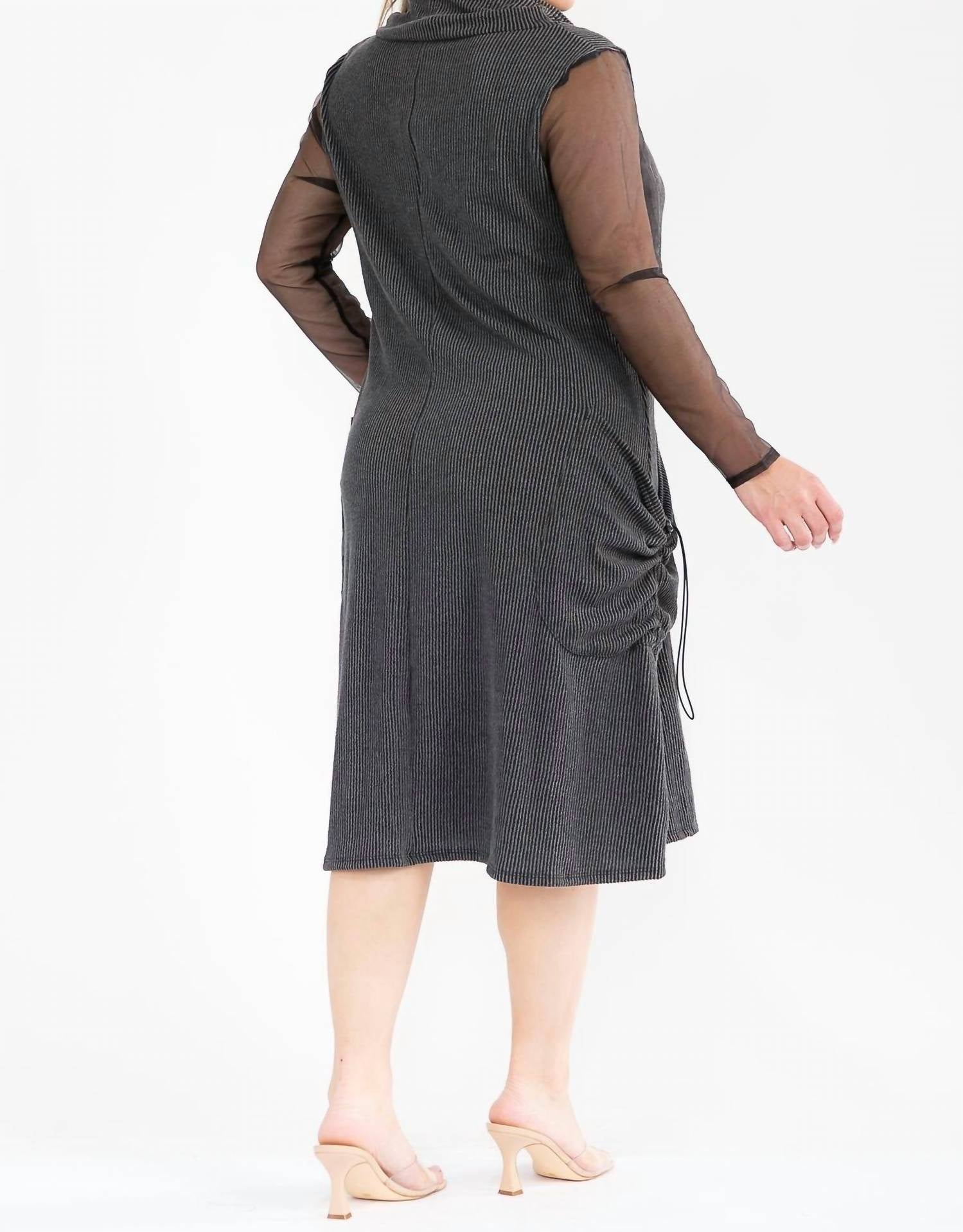 Karen T Design - Cowl Turtle Neck Pocket Midi Dress