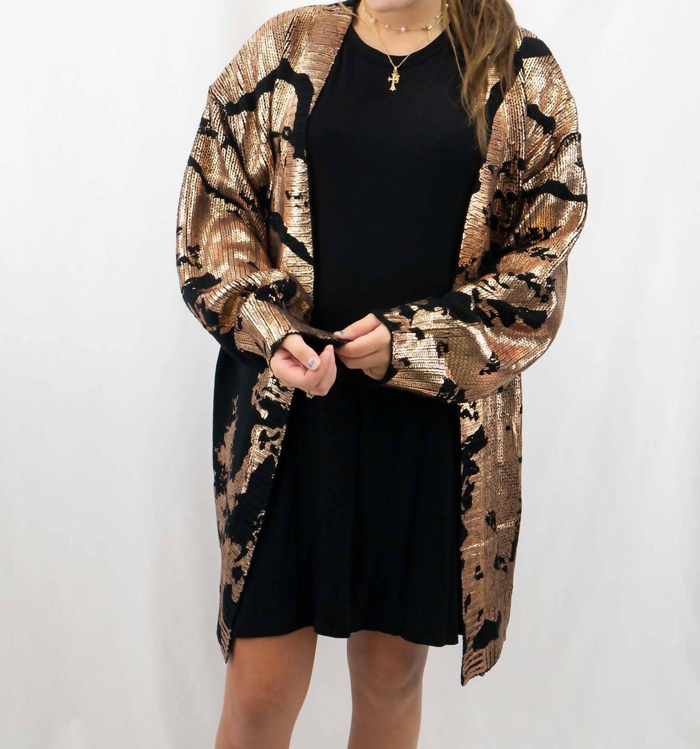 Jodifl - Metallic Paint Drip Print Cardigan
