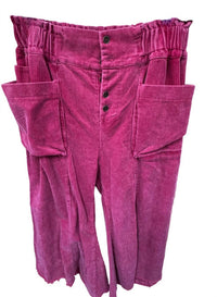 AnnieWear Women's Corduroy Cropped Wide Leg Pants in red - women's pants