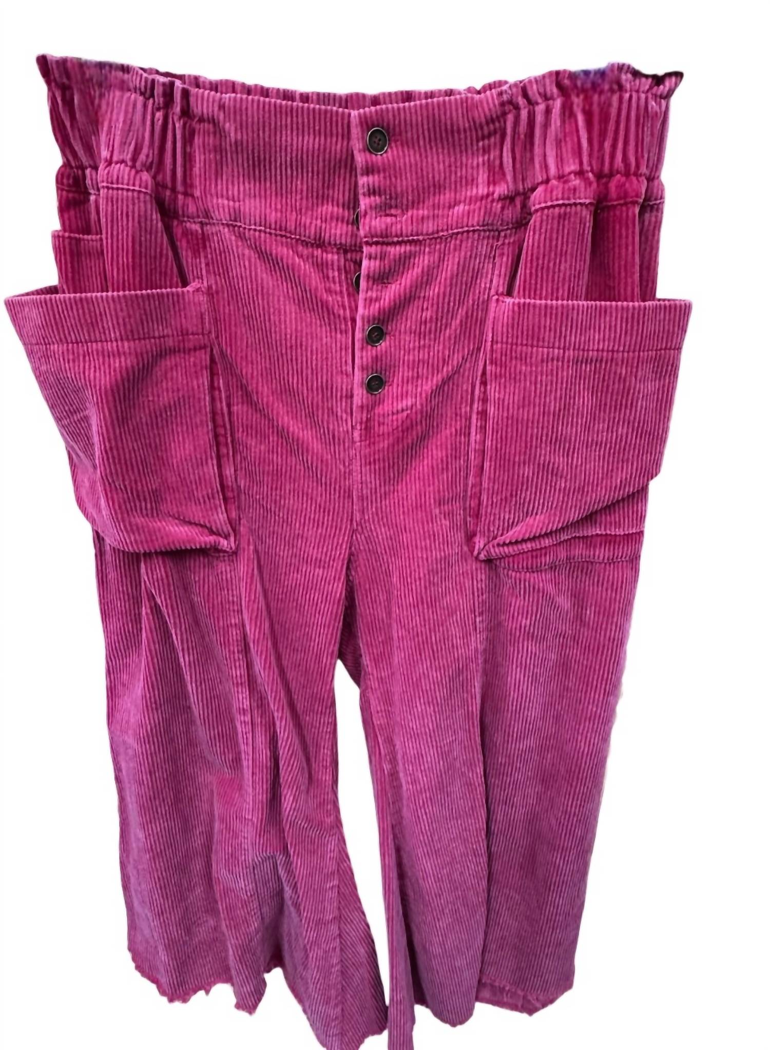 AnnieWear Women's Corduroy Cropped Wide Leg Pants in red - women's pants
