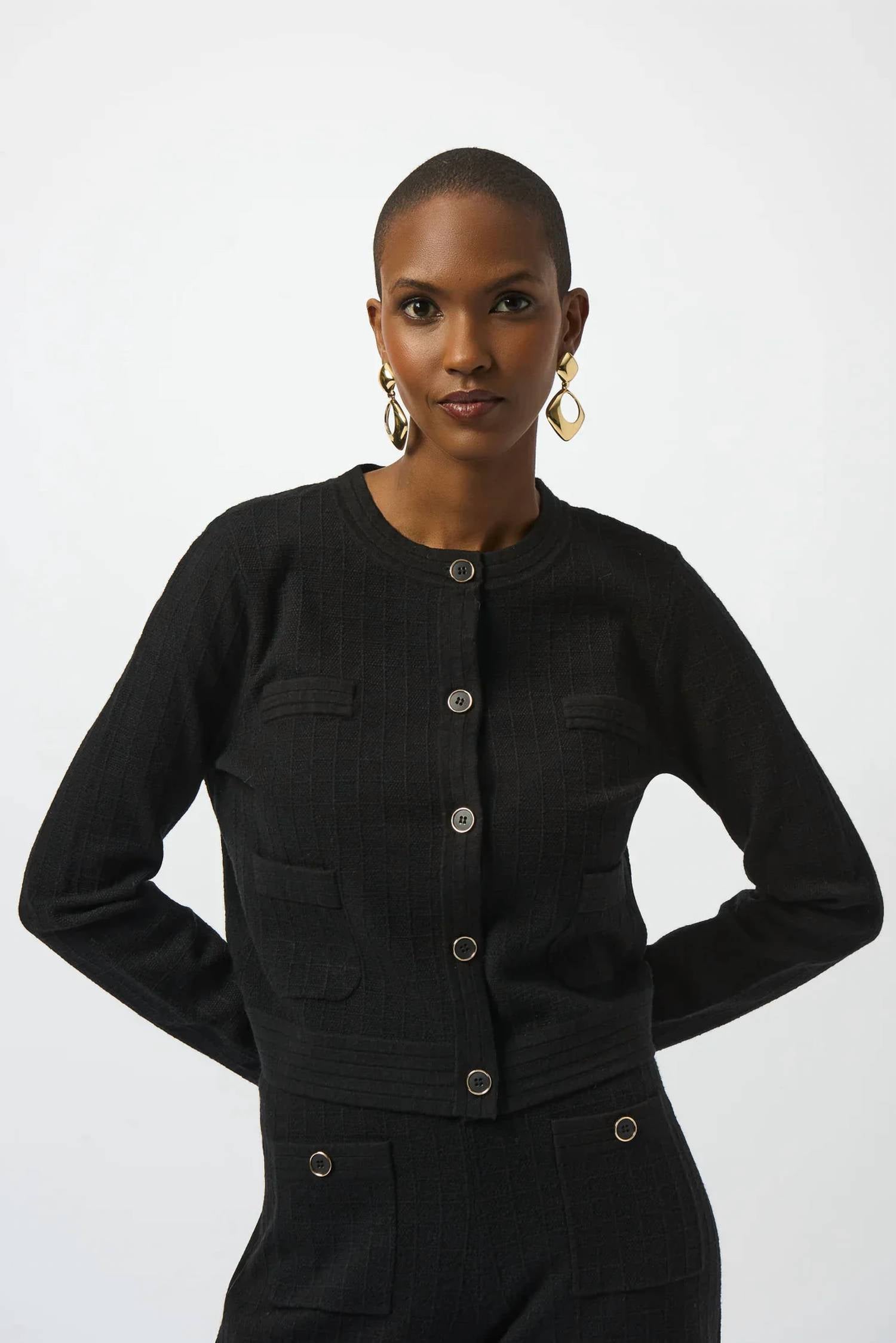 Joseph Ribkoff - Crewneck Button Front Jacket