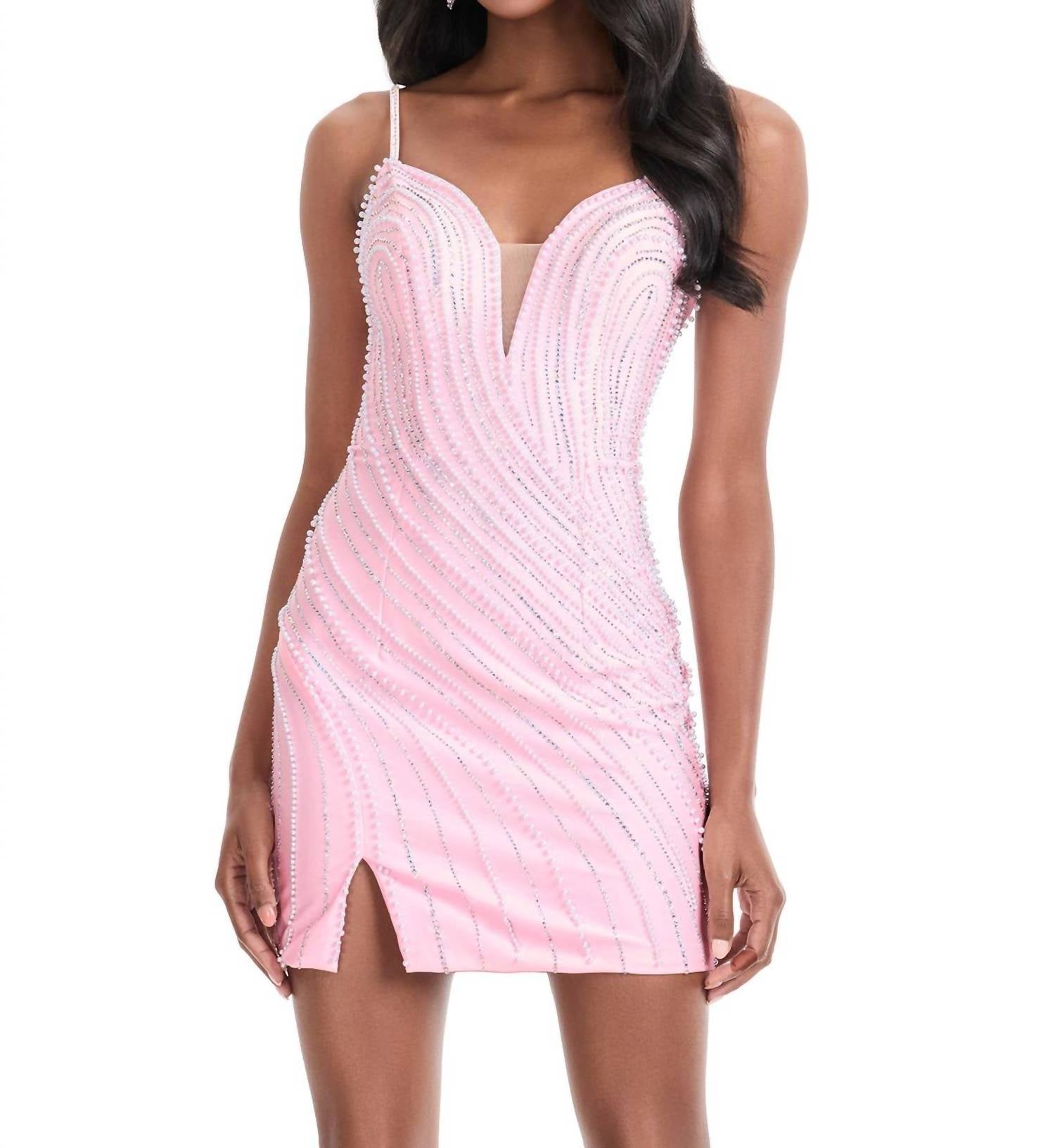 Ashleylauren - Tight Beaded Hoco Dress