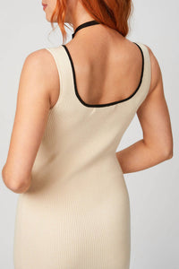 COTTON KEY HOLE KNIT DRESS