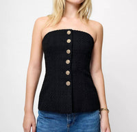 French Connection - Structured Tweed Strapless Top