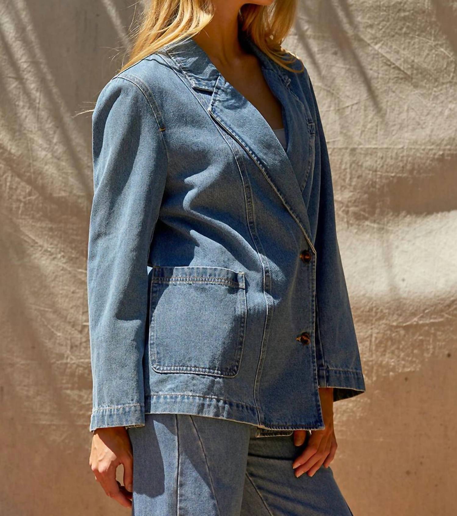 Crescent - Brandi Double Breasted Denim Blazer