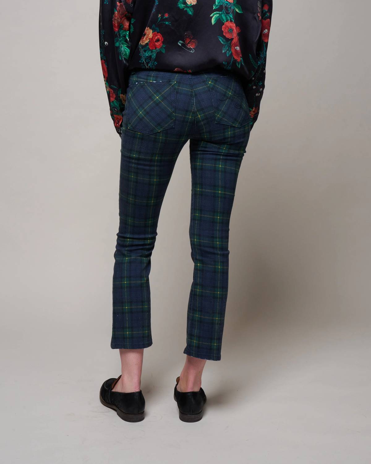R13 Kick Fit Jean in printed tartan - women's jeans - alternate view