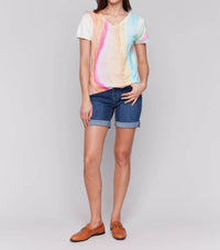 Charlie B - Short Sleeve Crew Neck Printed Sweater