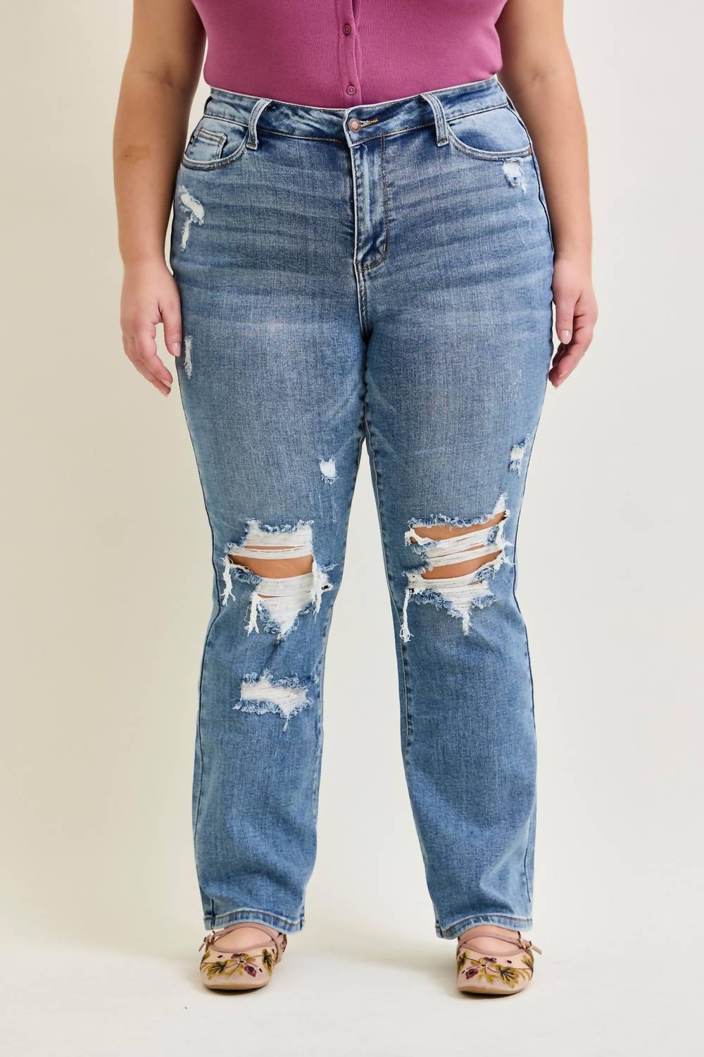 Judy Blue - Destroyed High Waist Bootcut Jeans