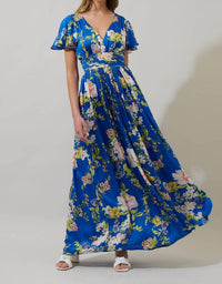 Sugarlips - Solary Floral Eloray Pleated Maxi Dress