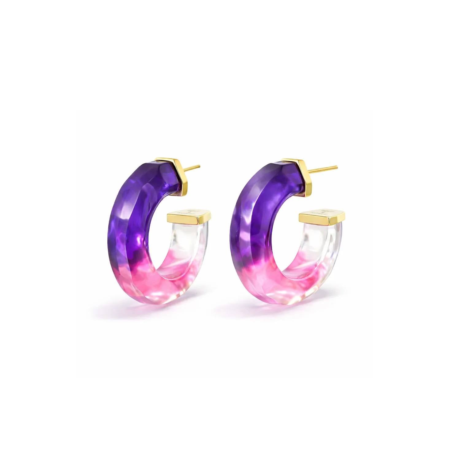 Gold & Honey - Women's Faceted Tie Dye Lucite Huggies Earrings