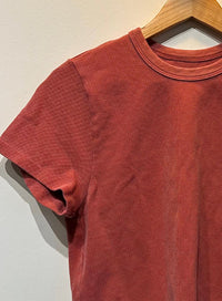 LES TIEN Women's Daria Crop Tee in washed flamingo - women's t-shirt - detail view