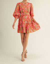 Jodifl - Button Down Geo Floral Dress