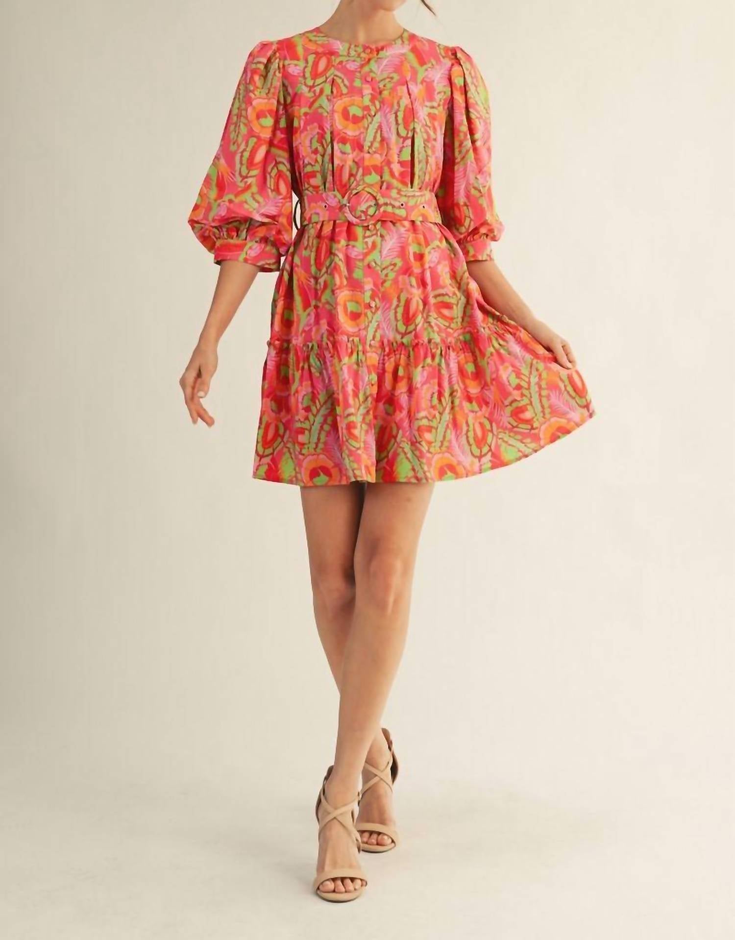 Jodifl - Button Down Geo Floral Dress