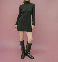 GIL RODRIGUEZ Turtleneck Bellevue Mini Dress in black - women's dress
