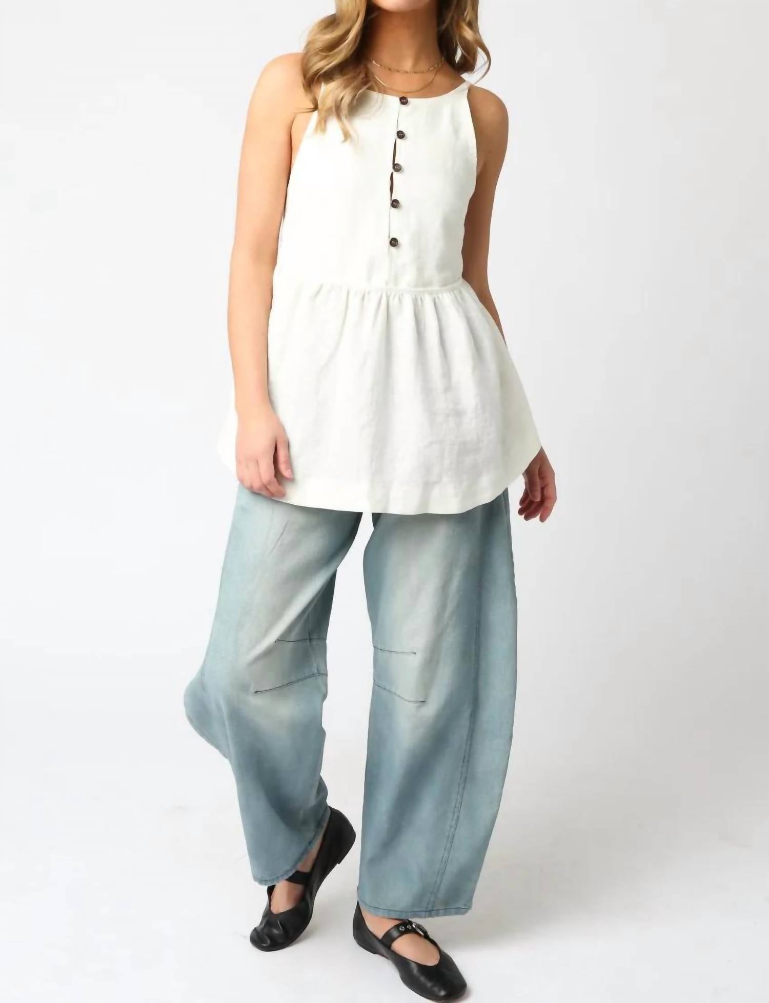 Olivaceous - Han Peplum Top