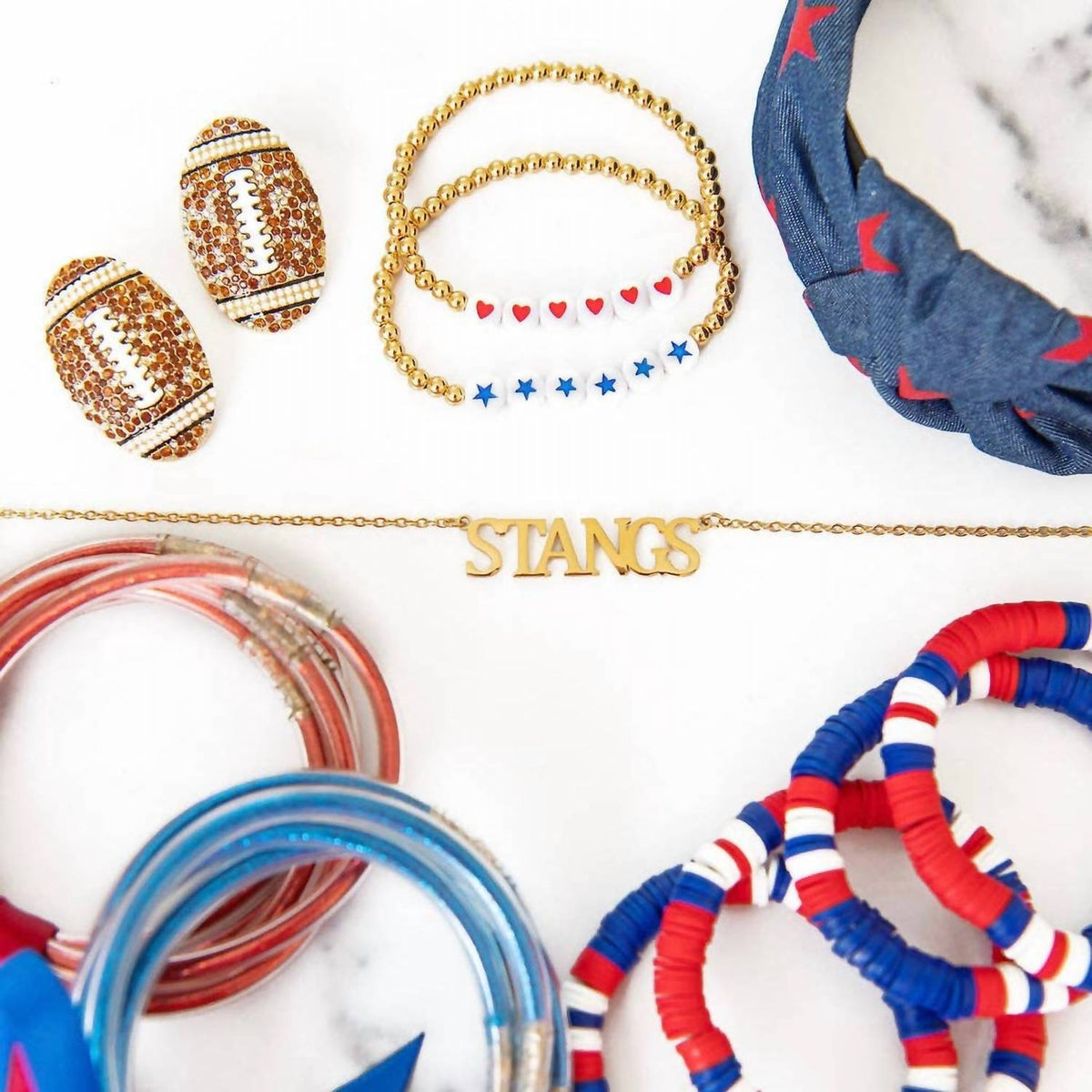 Golden Thread - Women's Smu Mustangs Stangs Nameplate Necklace