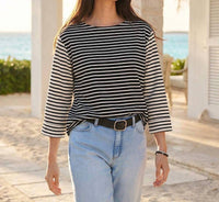 Karen Kane - Contrast Stripe Cuffed Sleeve Top