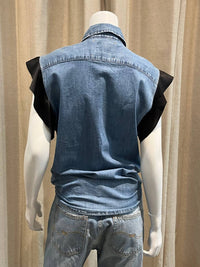 Aquarius Cocktail - Women's Hank Vintage Western Shirt With Ruffles