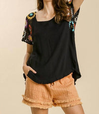 Umgee - Crochet Sleeve Top