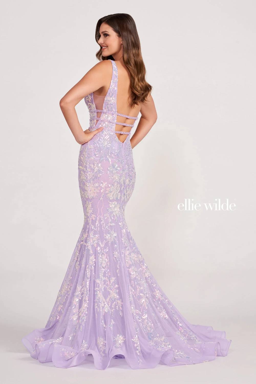 Ellie Wilde - Plunging Back Mermaid Maxi Dress