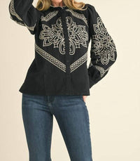 En Merci - Western Embroidered Top