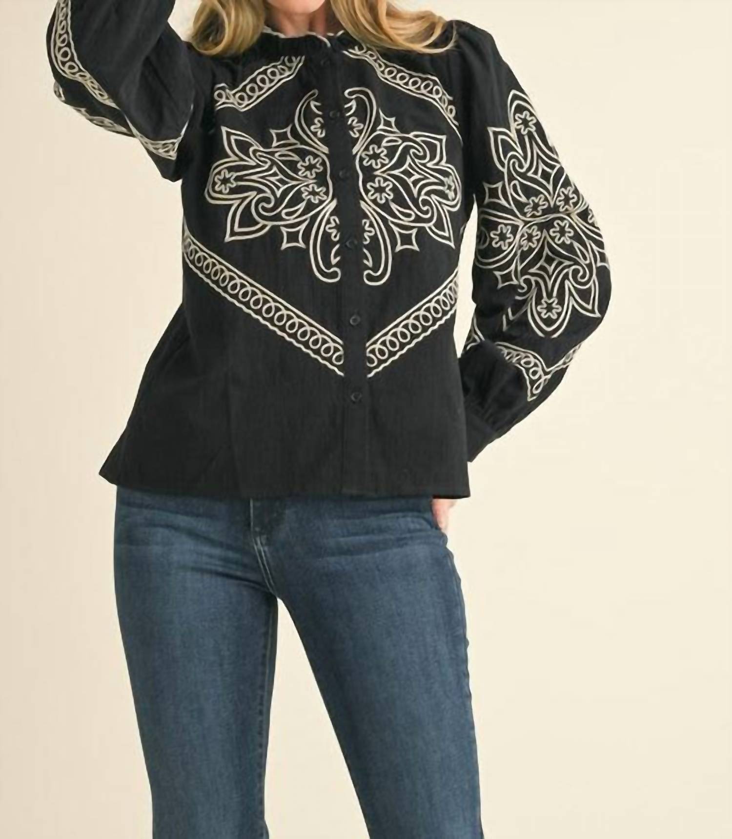 En Merci - Western Embroidered Top