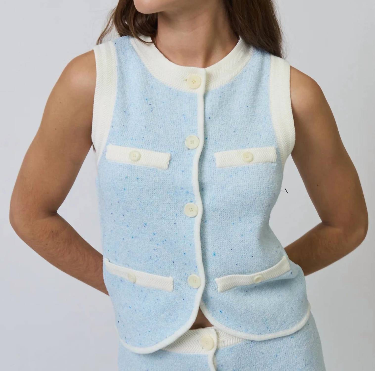Central Park West - Celeste Tweed Yarn Vest