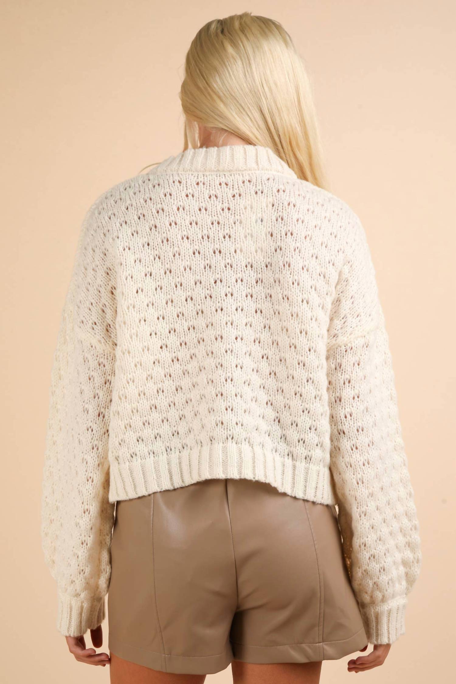 Very J - Women's Hand Made Flower Applique Sweater Top