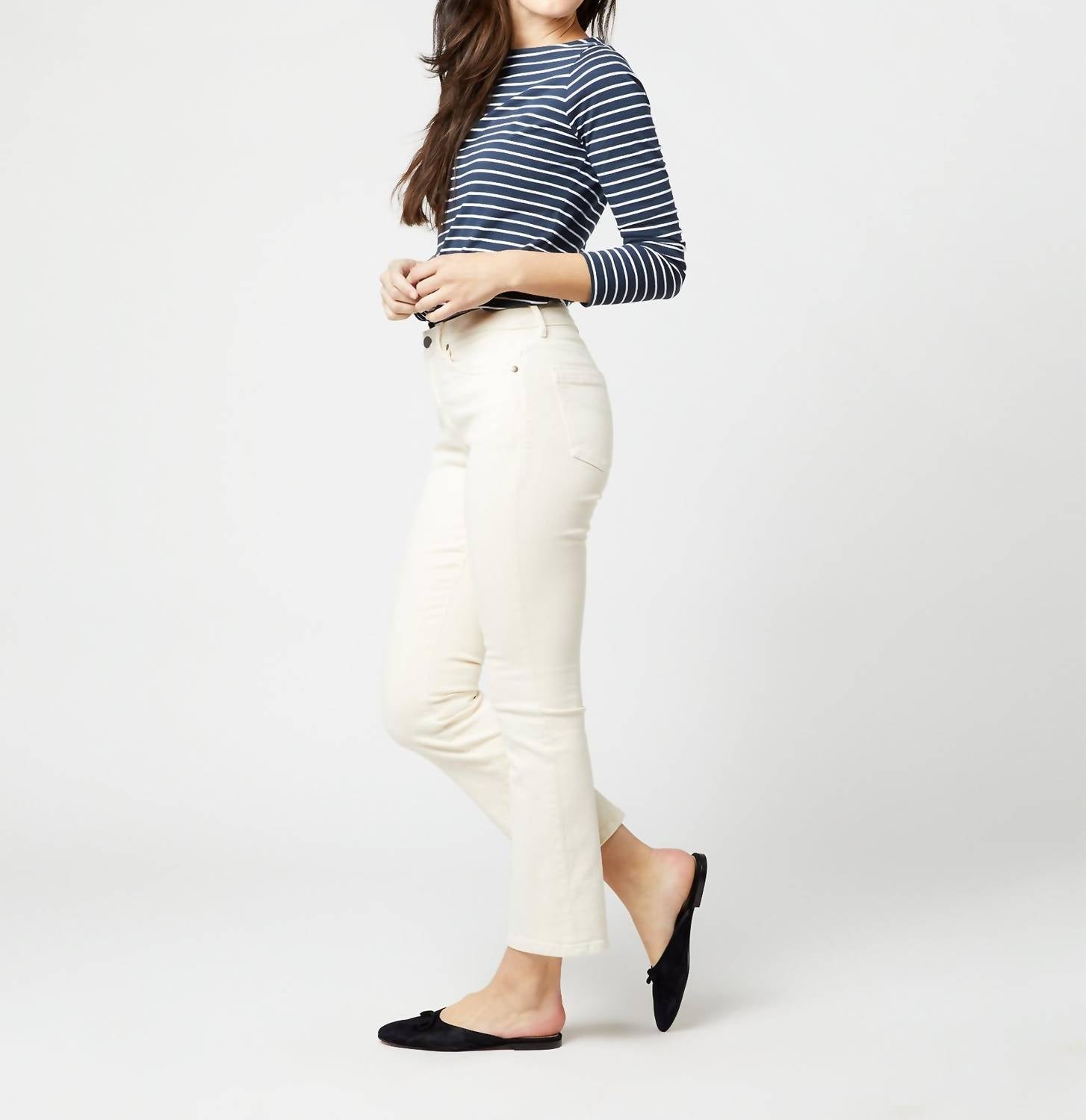 Ann Mashburn Flare Cropped 5-Pocket Jean in natural stretch denim - women's jeans - alternate view