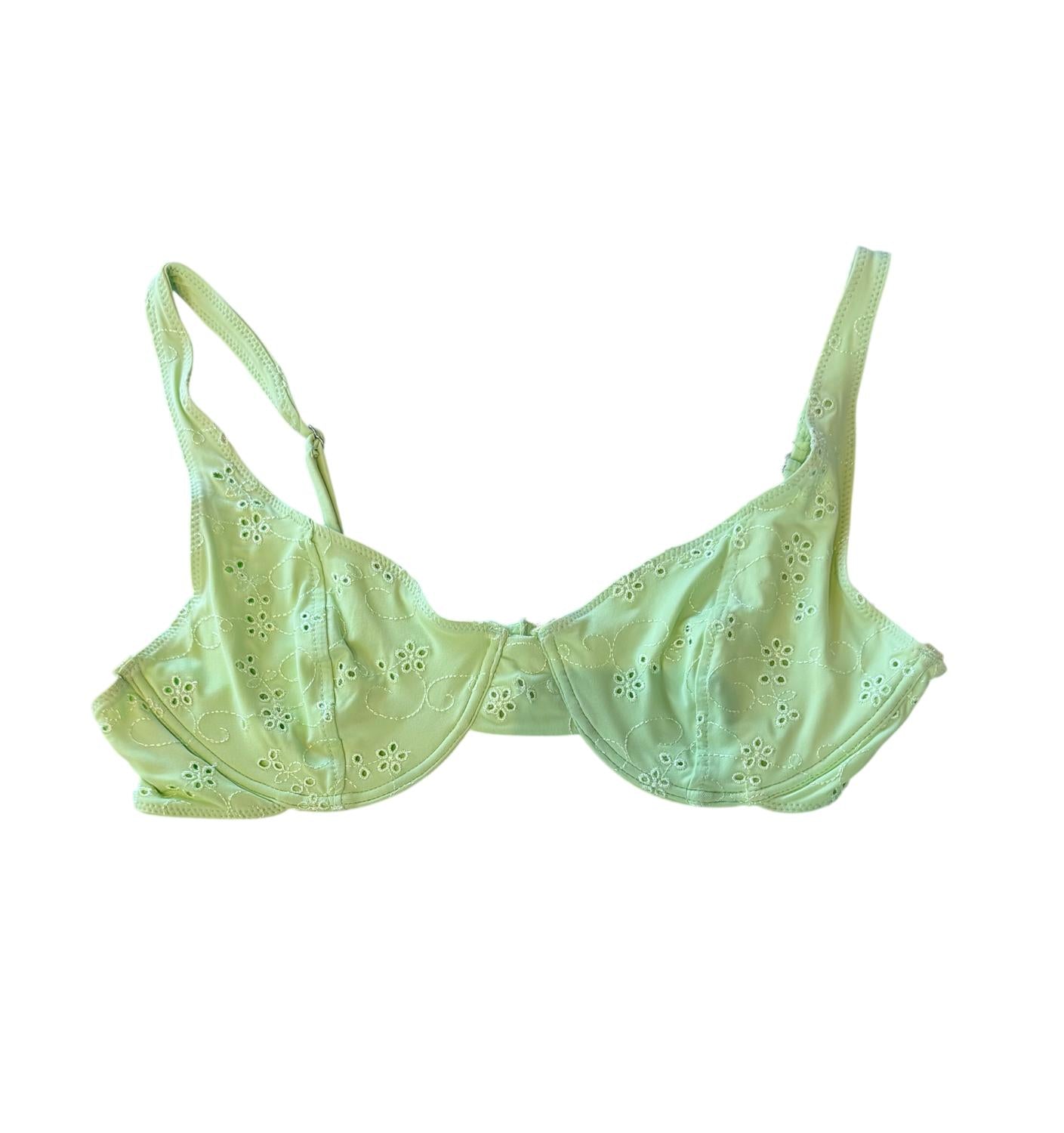 Frankies Bikinis Women's Anna Eyelet Top in mint - women's swimwear