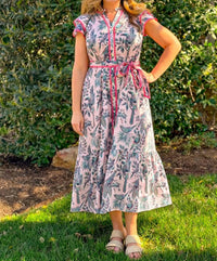 Whimsical Mimsy - Petal Paradise Flutter Sleeve Midi Dress