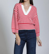 APNY Stripe Knit Sweater in red - women's sweater