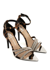 Andrea Women's Leopard Print Heeled Sandal in brown - women's sandal - alternate view