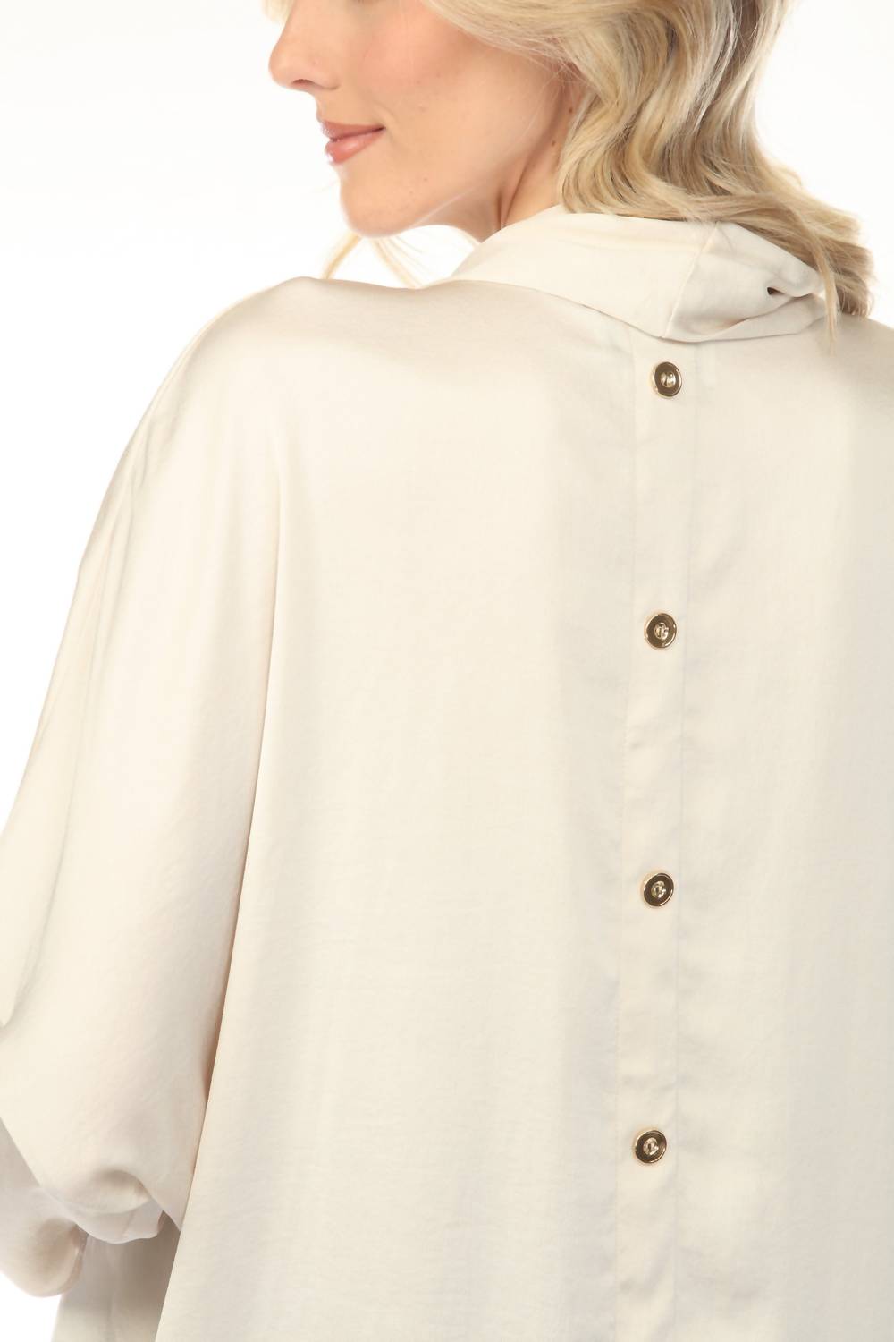 Joseph Ribkoff - Cowl Neck Satin Boxy Tunic Top