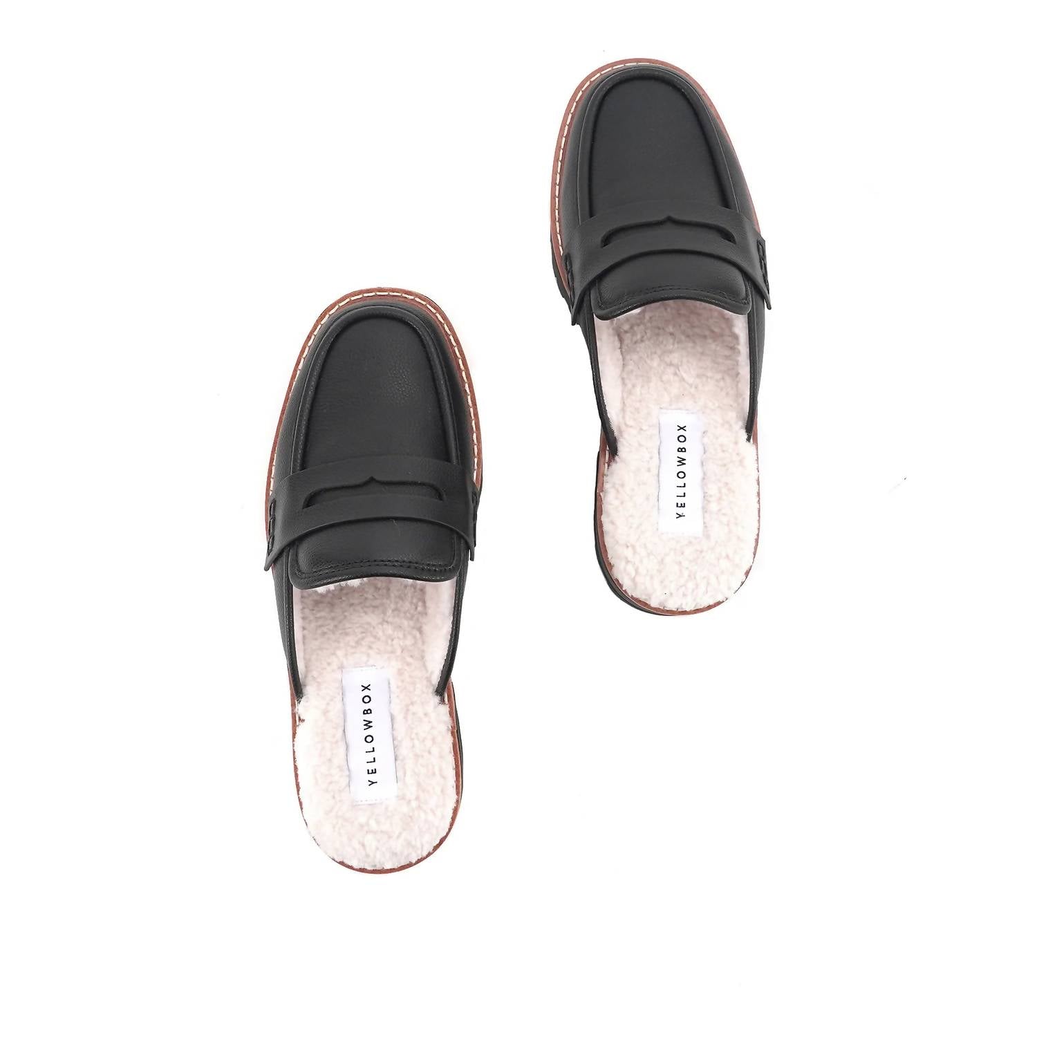 YELLOWBOX Women's Shareen Shearling Loafer Mule in black - women's flats - alternate view