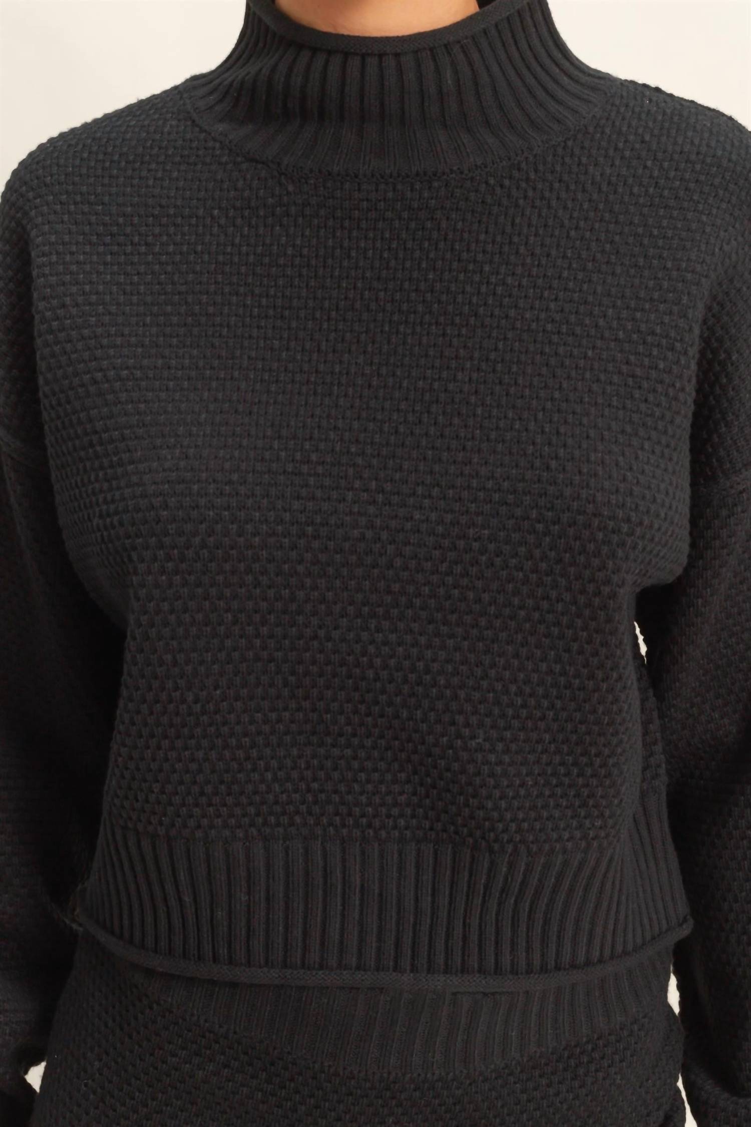 Hyfve - Textured High Neck Sweater & Skirt Set