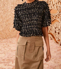 Ulla Johnson Carmella Crinkle Chiffon Blouse in cosmos - women's blouse