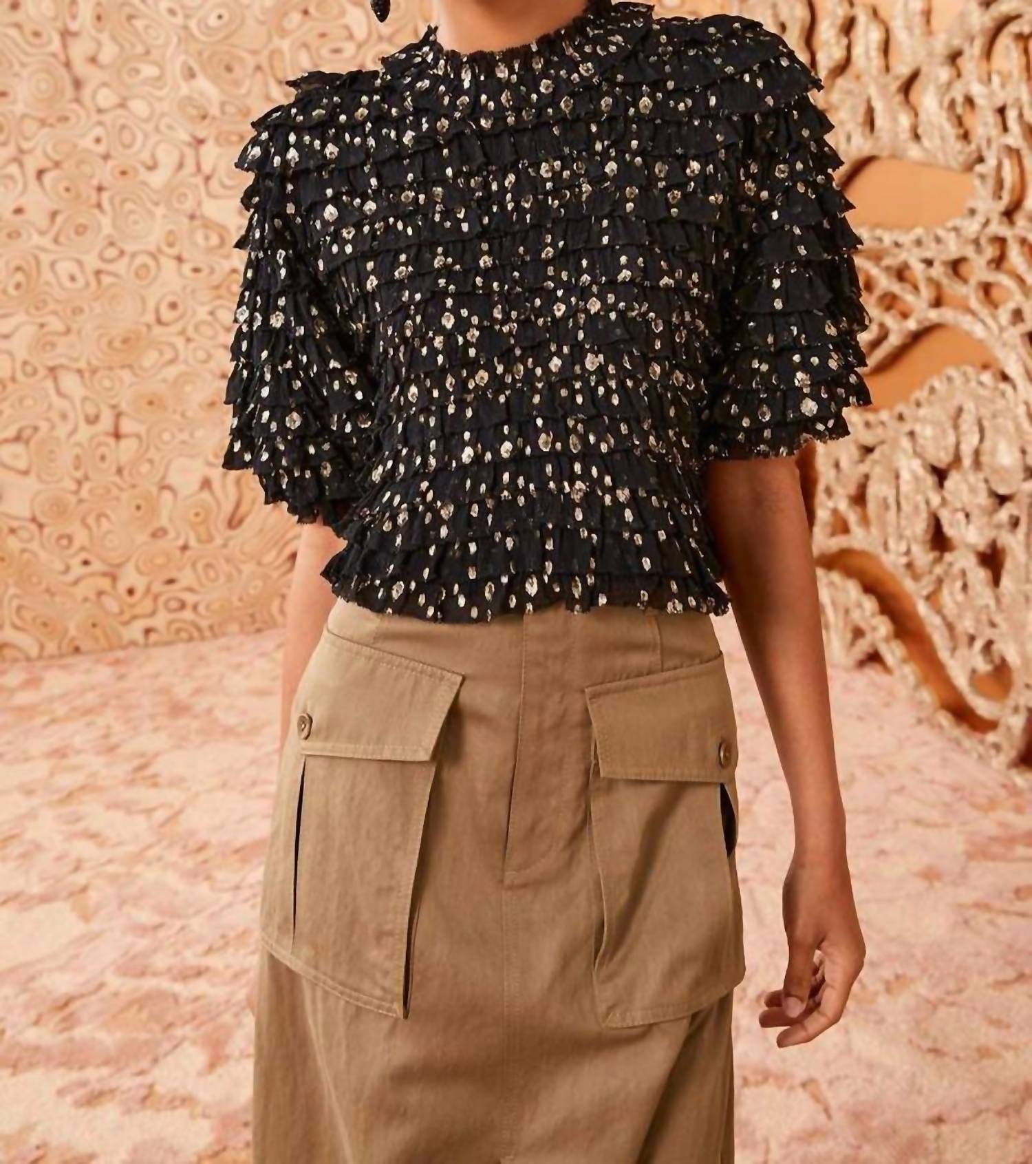 Ulla Johnson Carmella Crinkle Chiffon Blouse in cosmos - women's blouse