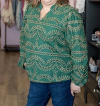 Umgee - Eyelet Long Sleeve Top - Plus