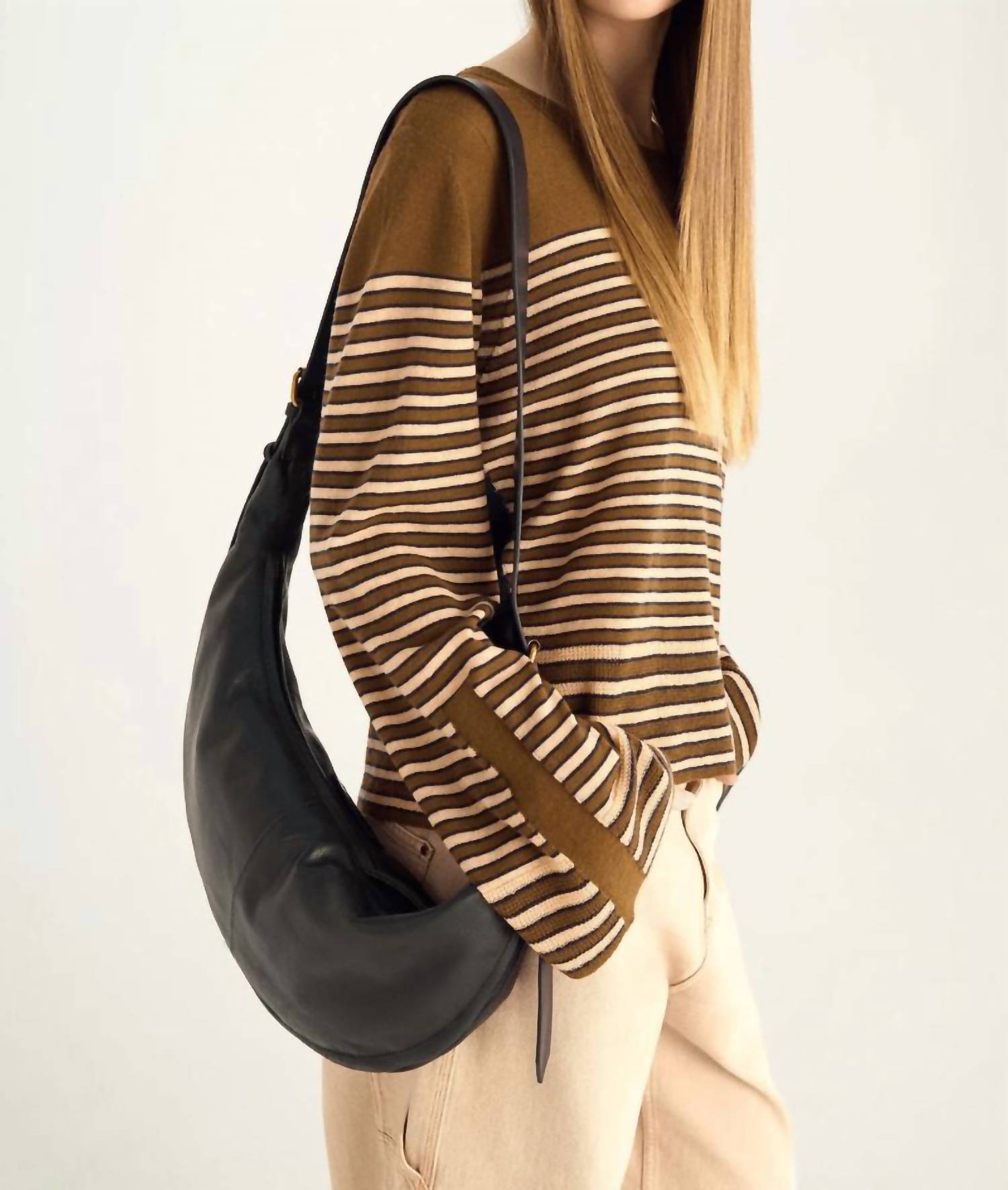 Cotelac Merino Wool Sailor Top in brown - women's t-shirt - detail view